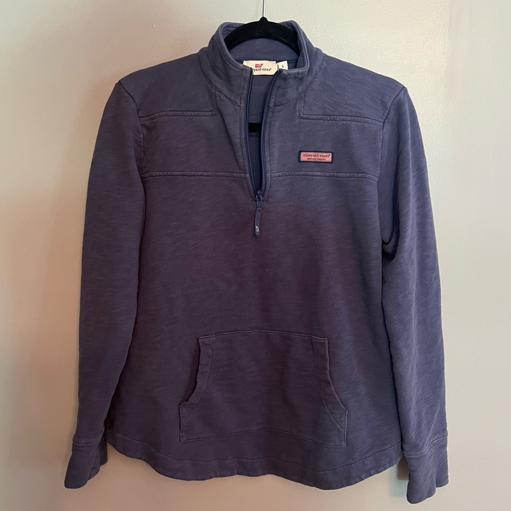 Vineyard Vines Shep Shirt 1/4 Zip Pullover Blue Pink Whale Logo Cotton Size S - Picture 2 of 6
